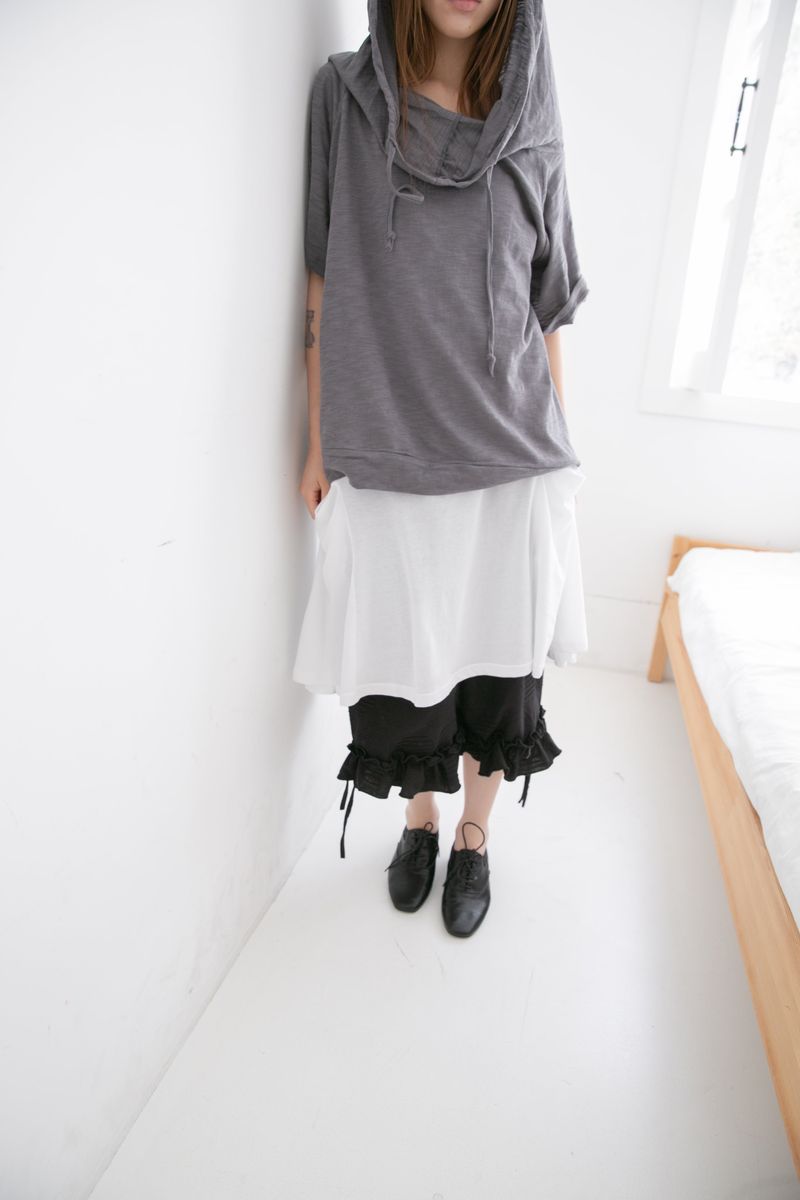 slub off-shoulder hood top(2colors)