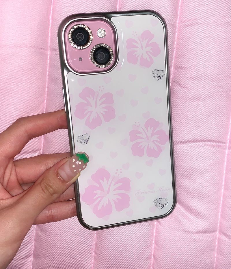 Aloha gal phone case (pink) - silver epoxy