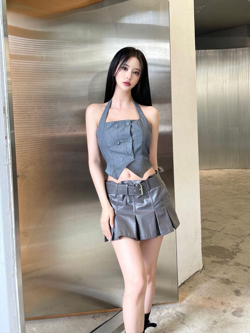 939. Coating mini pleats skirt (2color)