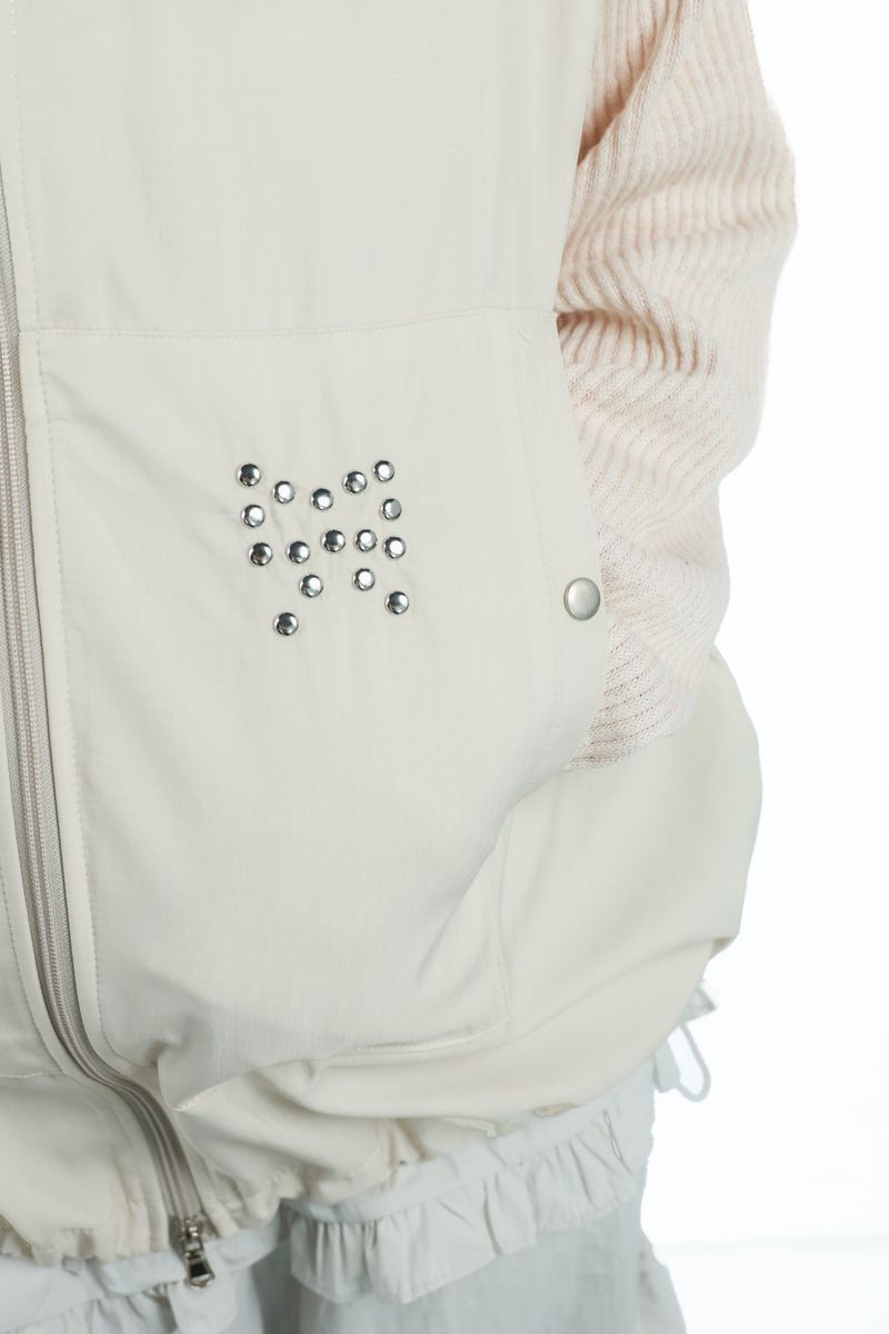 studs nylon knitzip hoodie(white)
