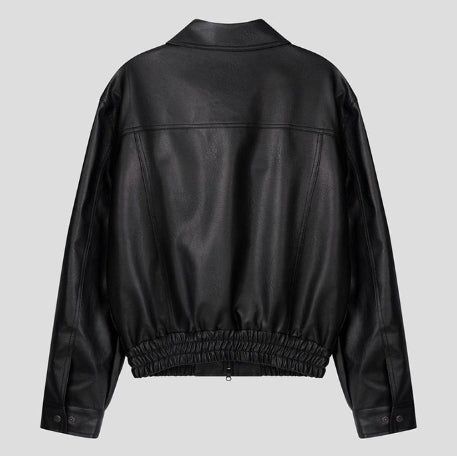 Brick pocket leather jacket