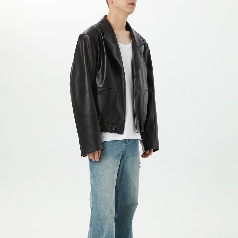 big shoulder zipper blazer
