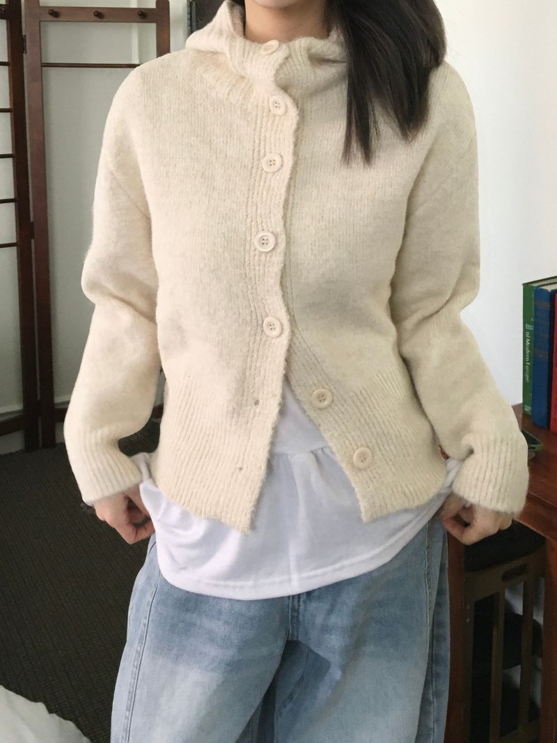 Marron Wool Golji Hooded Cardigan (4c)