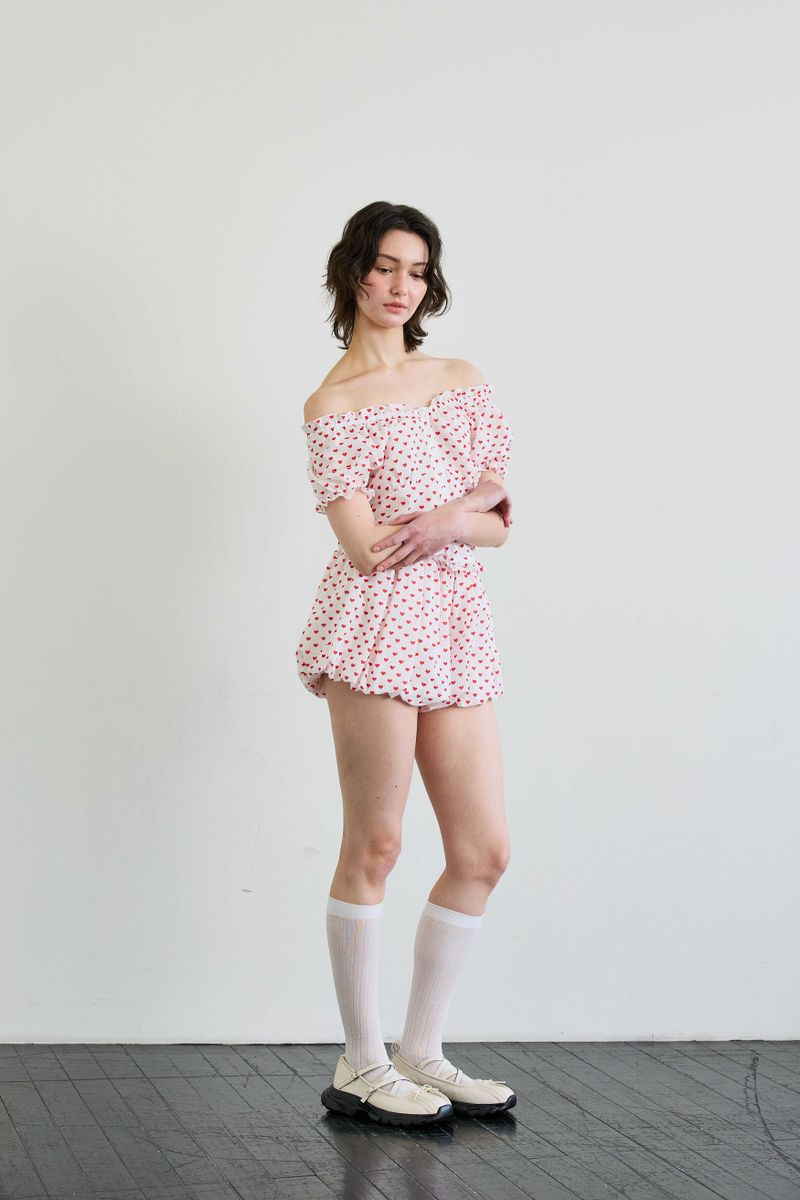 MINI HEART TWO WAY BLOUSE / WHITE