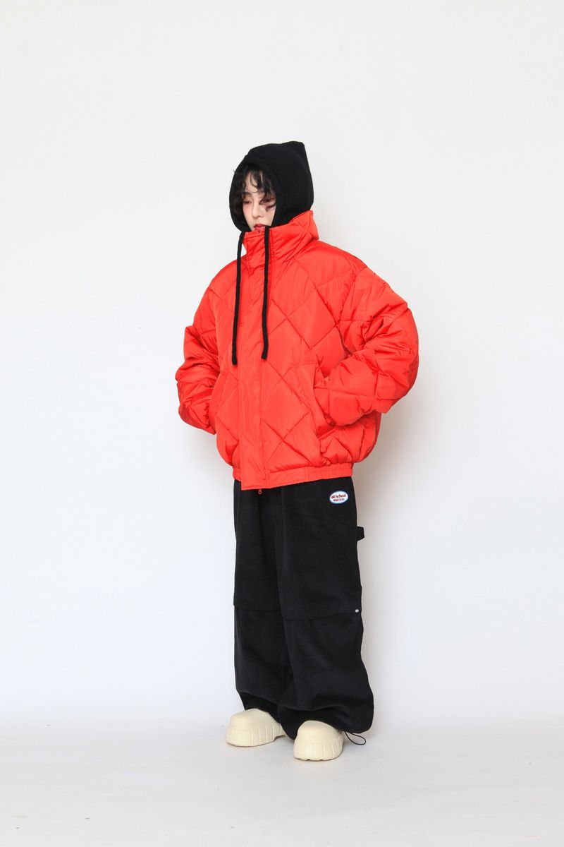 high-neck quilting padded jumper