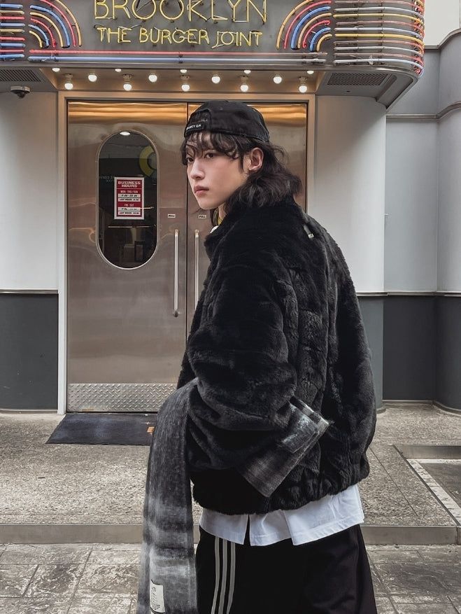 [PREMIUM/MADE] Oblique two-way fur jacket