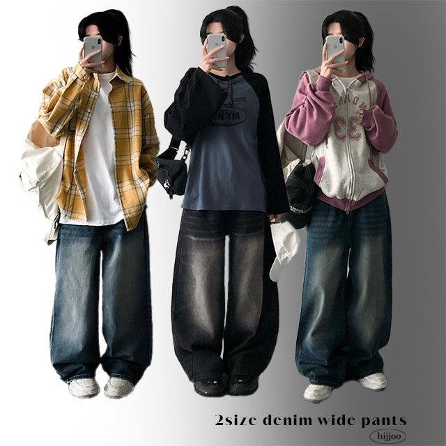 Of washing denim wide pants