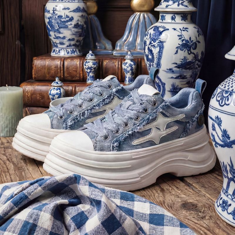 KILLWINNER（キルウィナー）の「KILLWINNER away from the fire series canvas shoes blue height thick-soled casual shoes couple model（Shoes）」