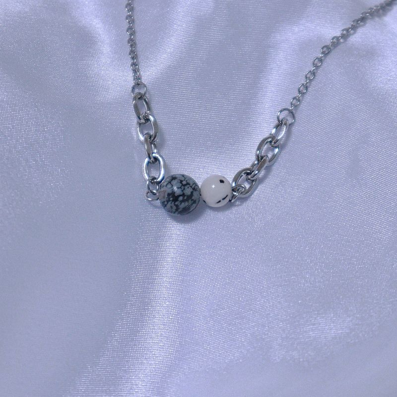 Black printed marble necklace