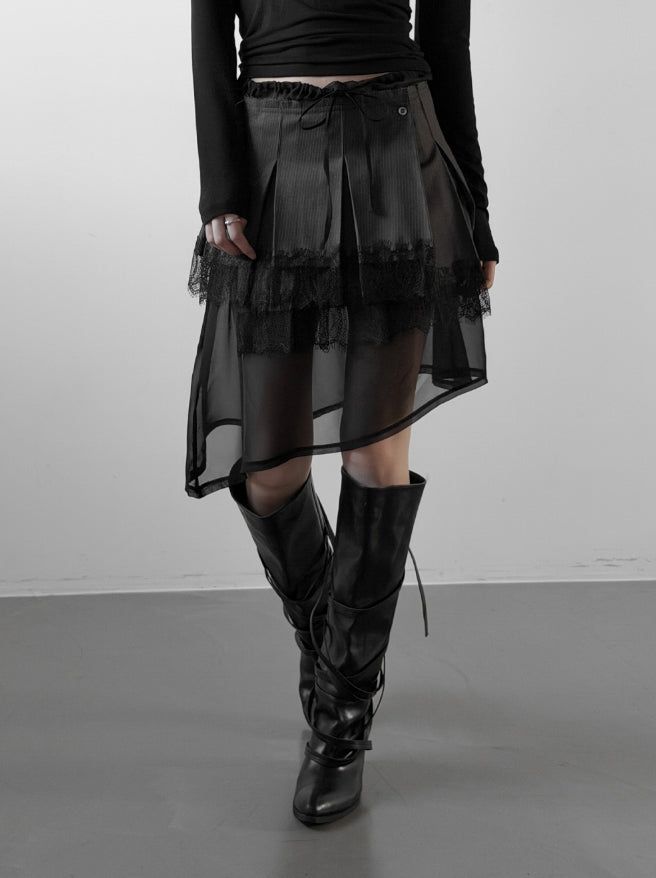 Labelly Pleated Wrap Skirt Lace