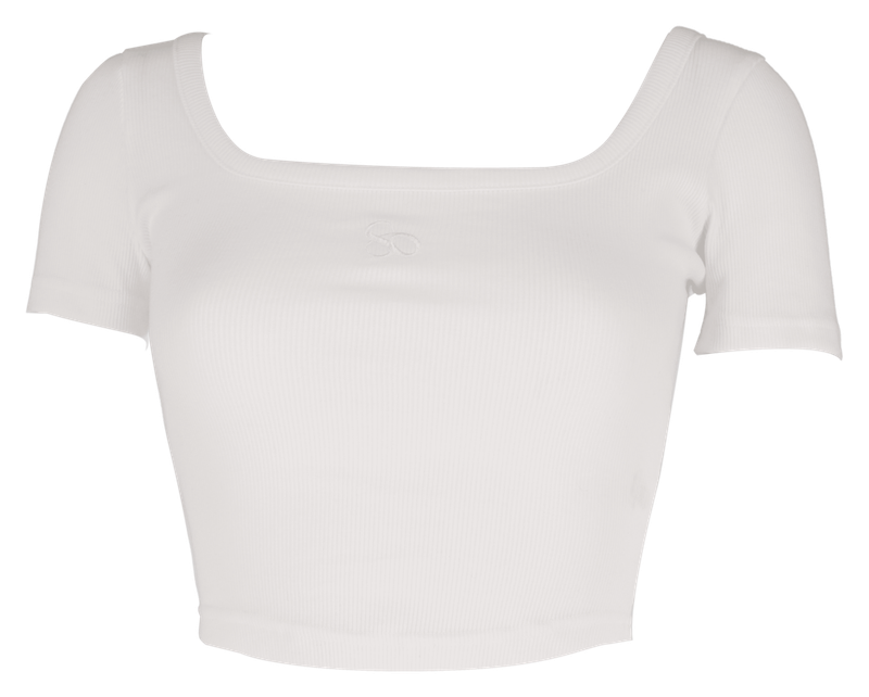  [Seow] Croped logo T-shirts, white