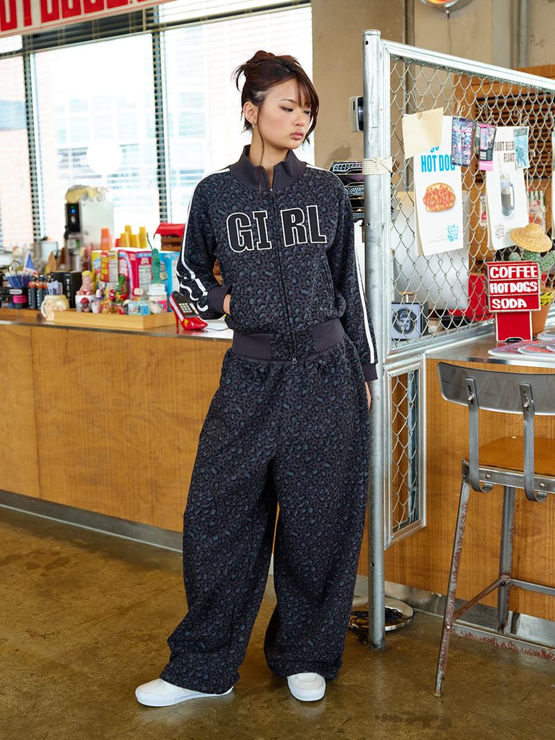 LEOPARD ZIP UP BLACK
