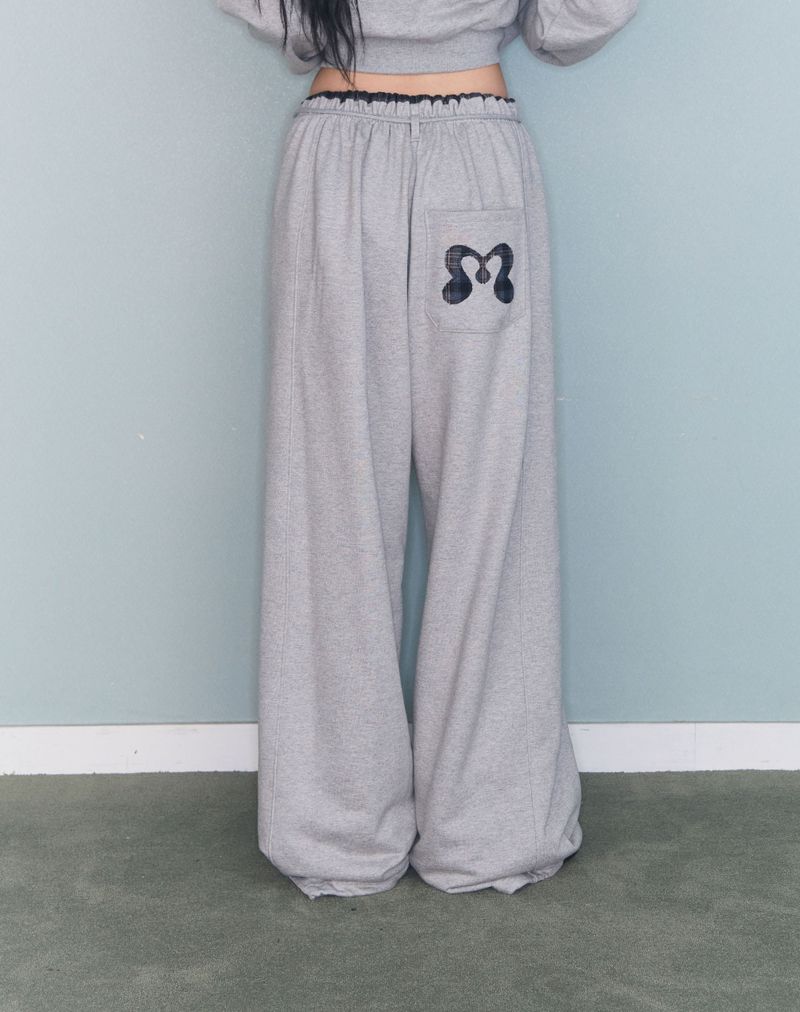 CHECK CONTRAST SWEAT PT GREY