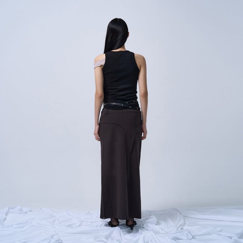 UNBALANCE SLEEVELESS TOP (BLACK)