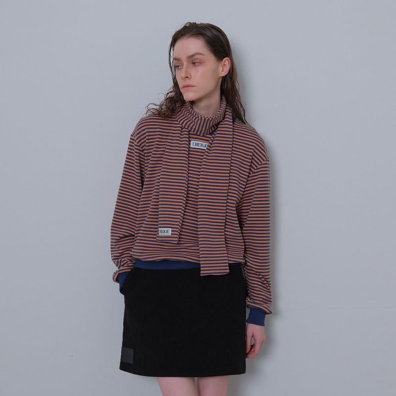 Orange/Navy Stripe Fleece Mufler