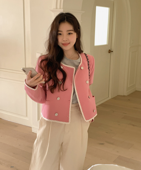 [SHOPPERMADE] Wave Line Double Button Jacket (3color)