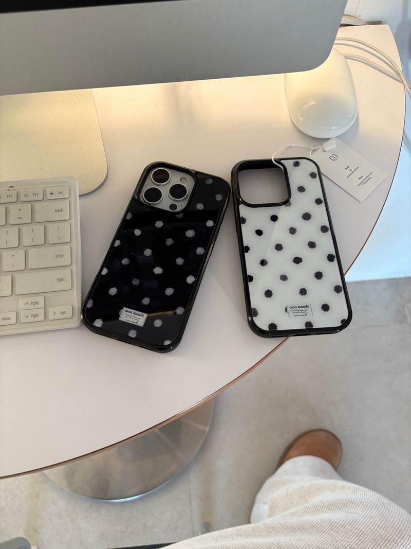 black & white dot phone case