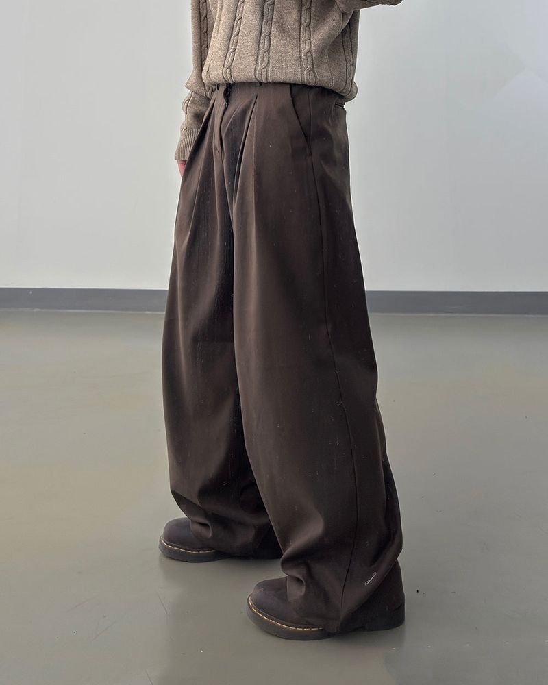 Tia Double-Pleat Wide Slacks