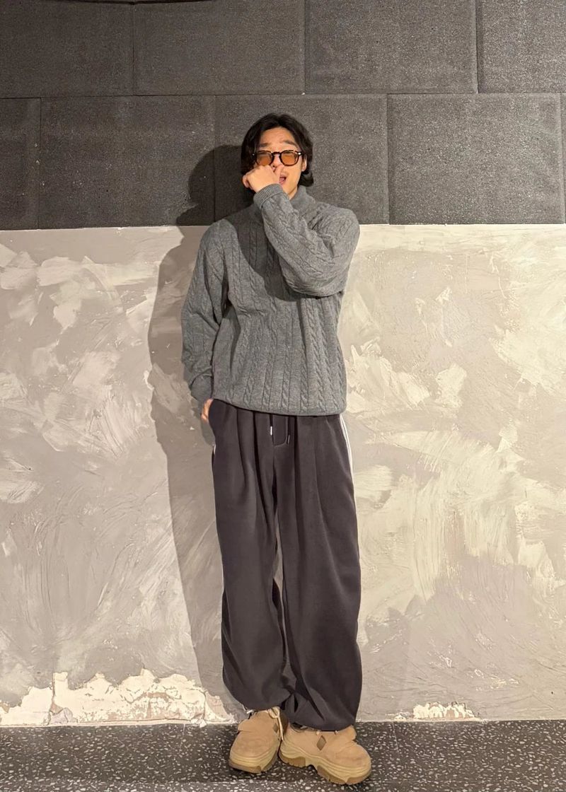 High-Neck Cable Half-Zip Up Knit 6COLOR