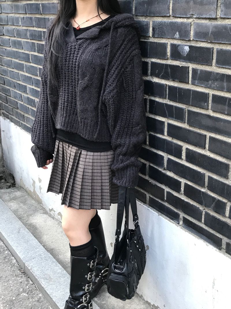 Aki Checkered Pleats Skirt
