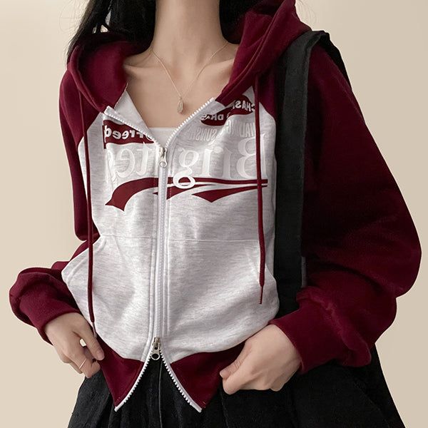 Bijou Nagrang Two Way Cropped Hooded Zip-Up