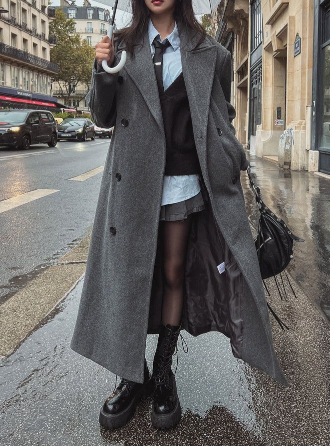 Moi Side Pocket Double Long Coat