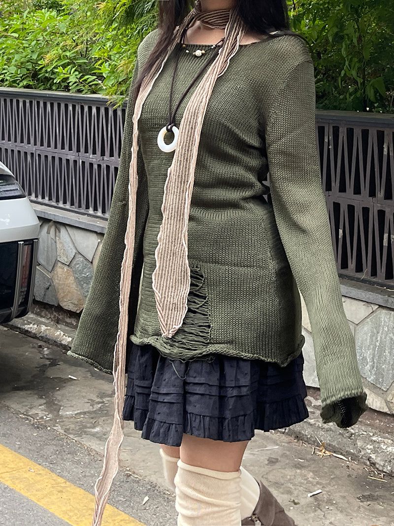 Summer Vintage Damage Long Knit