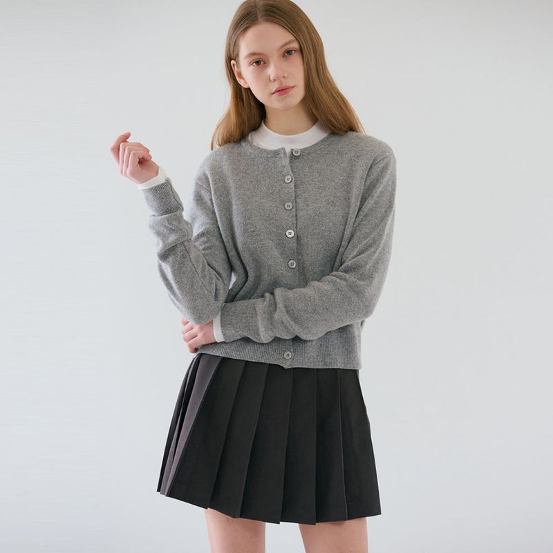 RVS Round Neck Cardigan Melange Gray