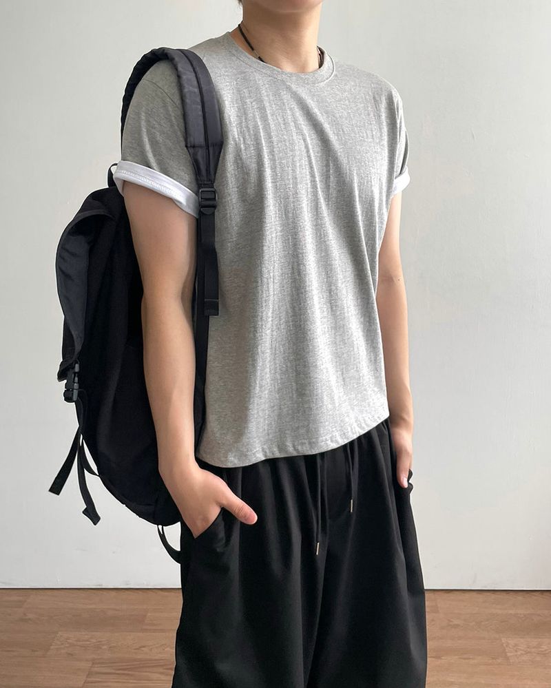 Duet Crop Roll-up Short Sleeve T