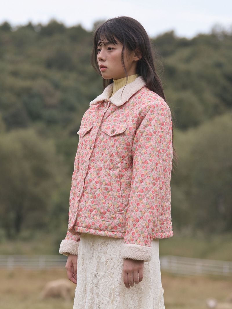 Flower Quilted Corduroy Napping Jacket (2colors)