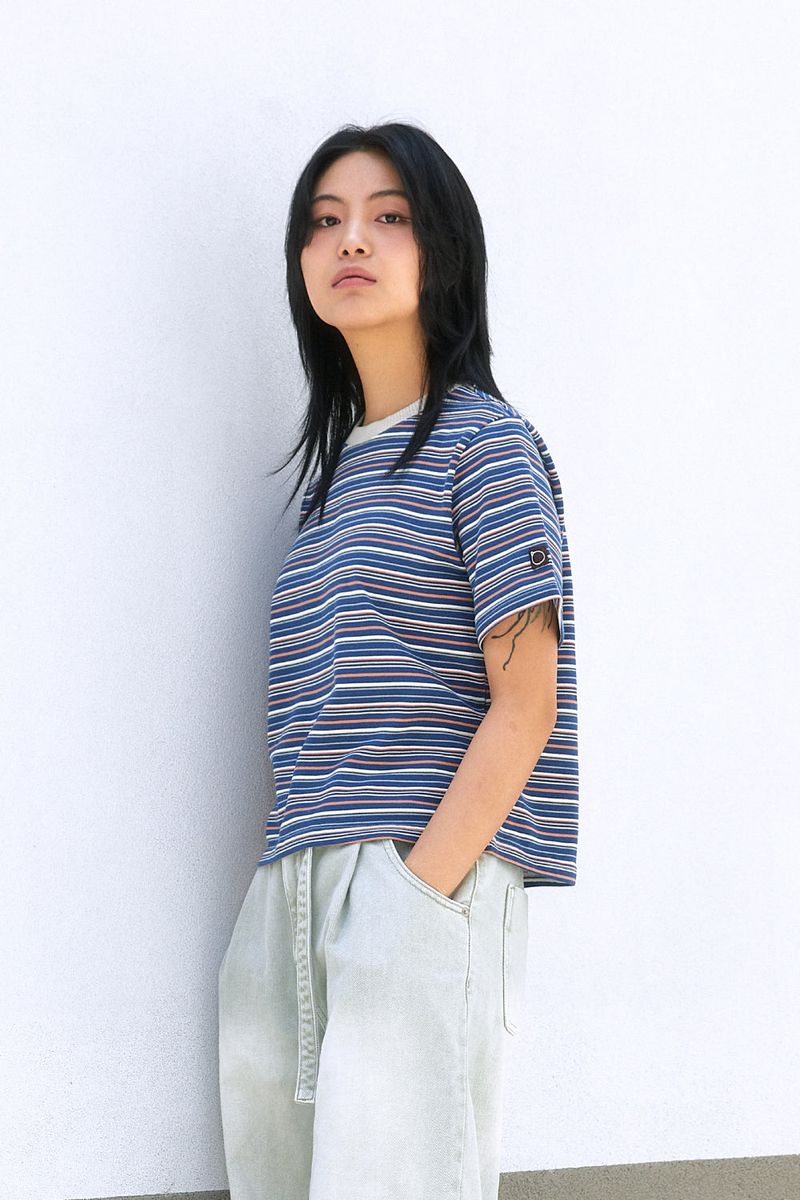 ALARMSEOUL(アラームソウル)の「ALARM MULTI STRIPE T SHIRT BLUE_WOMAN(Tops)」