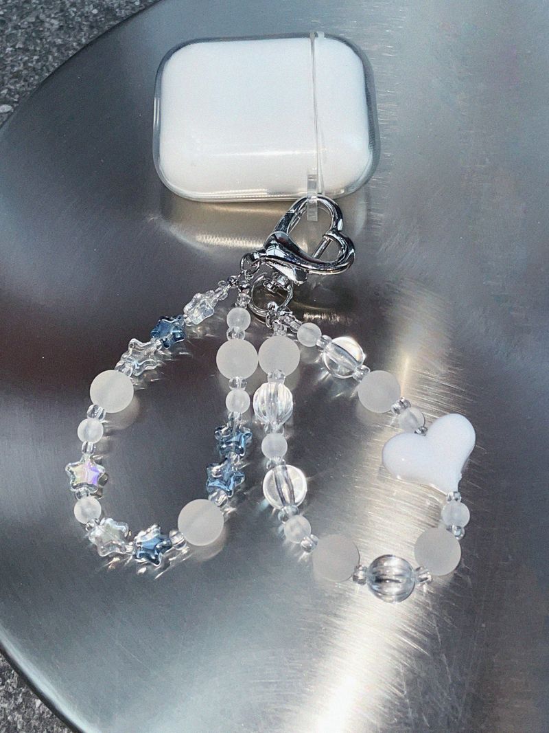 Bold White Heart Beads Key-ring