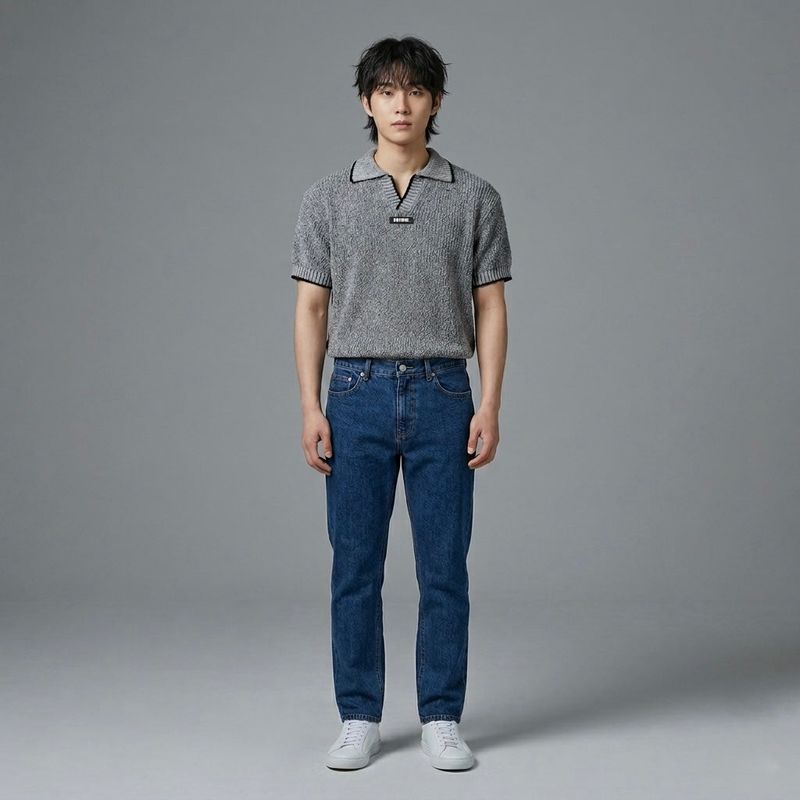 Grey Slit Short Sleeve Knit