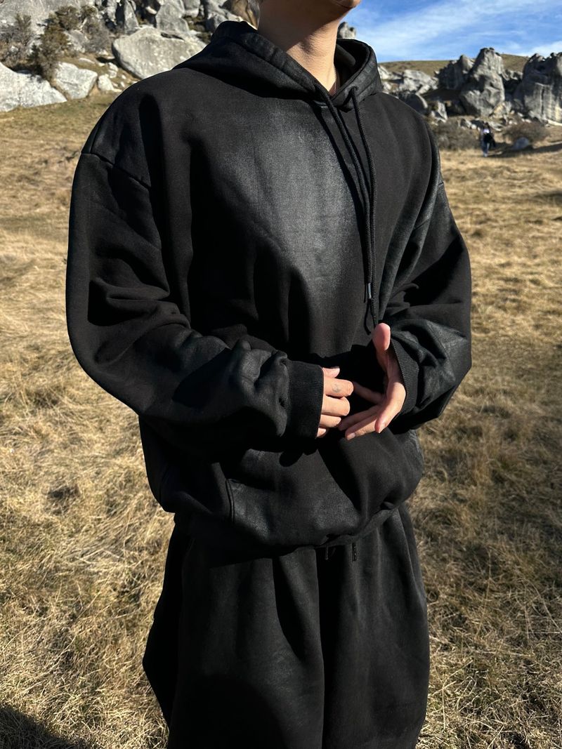 [SET] Onyx Coated Basic Hooded T-Shirt