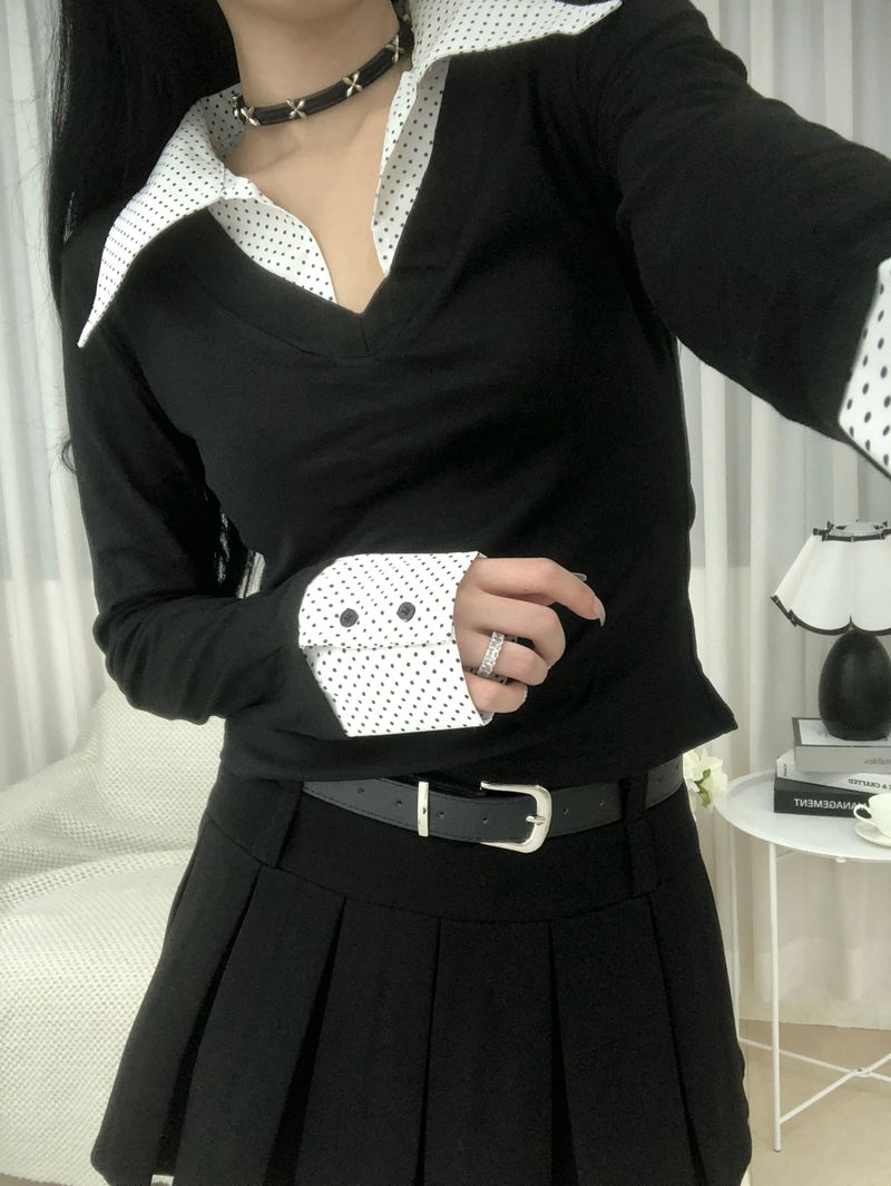 Black Dot Shirt Layered T-Shirt
