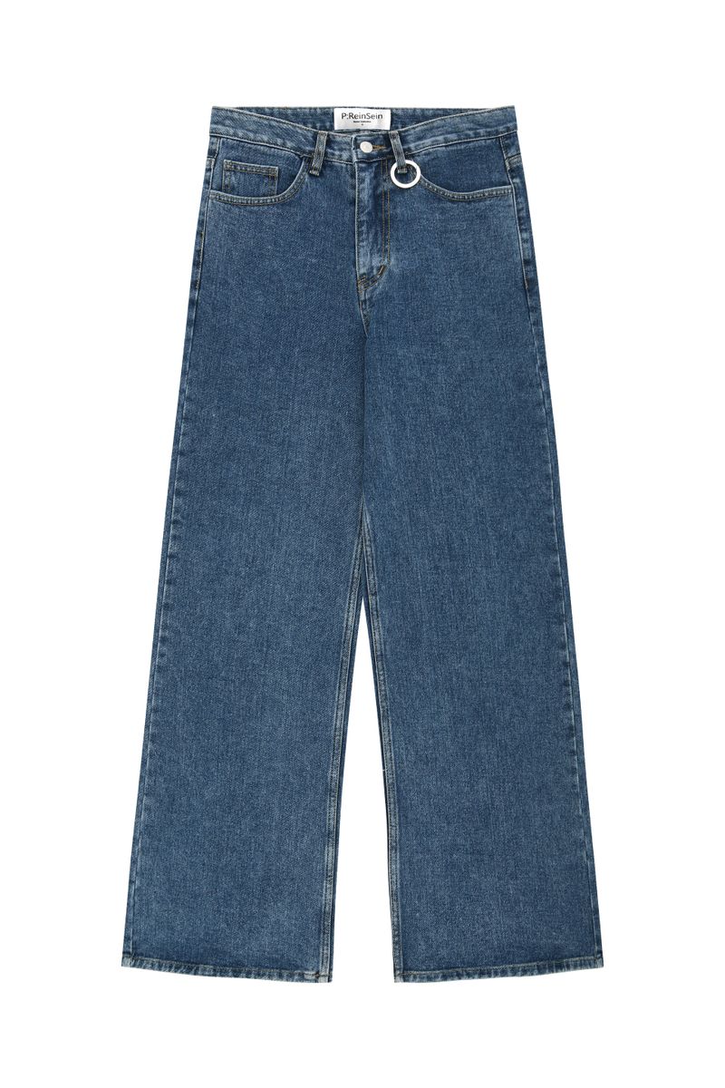 Middle blue low-rise denim pants