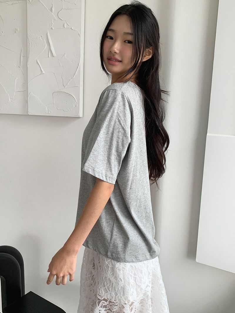 AIR U-NECK LOOSE TEE (5C)