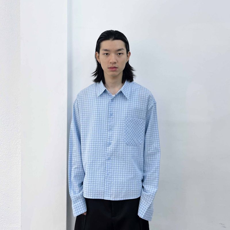 FADE MEET（フェードミート）の「Minimalist Wide Straight-hem Shirt（Tops）」