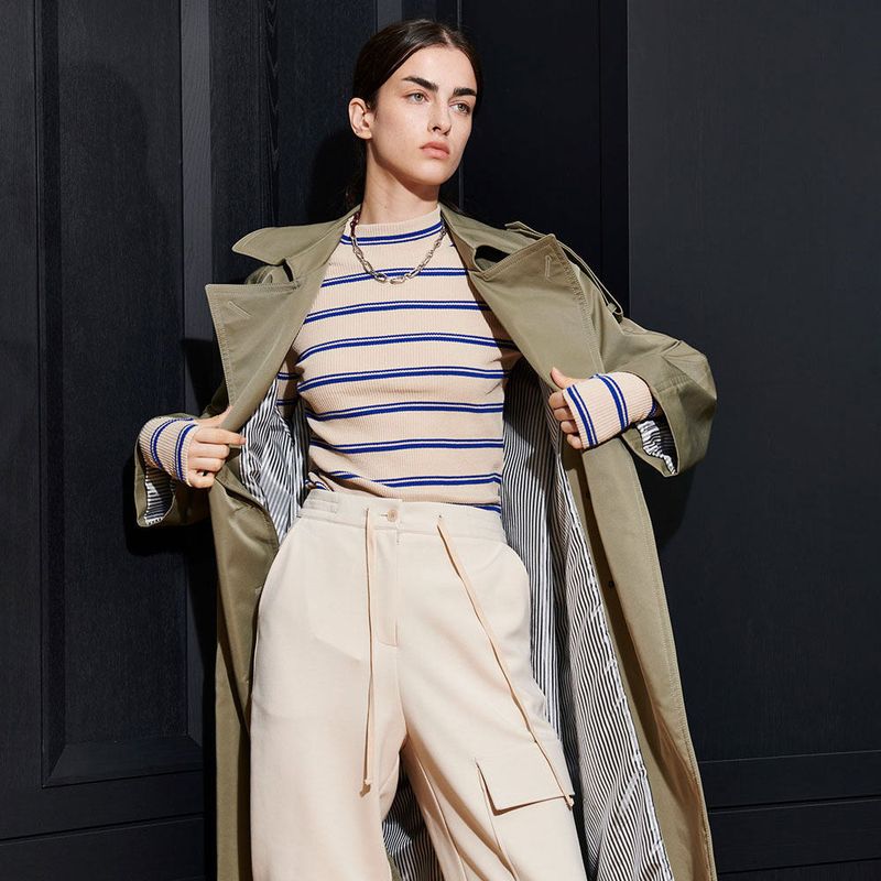  SAMUEL TURTLENECK TEE, LIGHT BEIGE+BLUE S