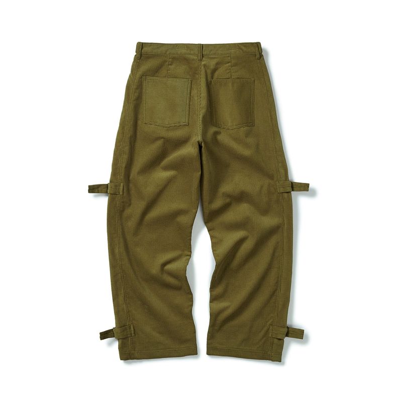 One tuck strap corduroy pants / Olive