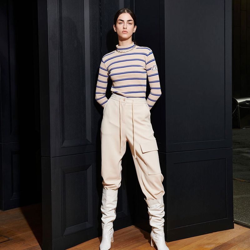 PUBLICKA X(パブリカエックス)の「 SAMUEL TURTLENECK TEE, LIGHT BEIGE+BLUE S(Tops)」