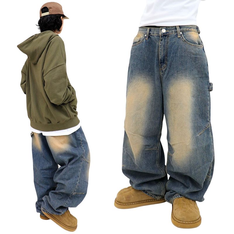 wide dart bizo denim pants