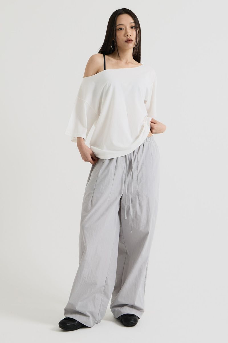 One shoulder t-shirt, White