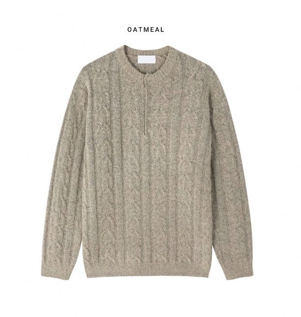 Levon Heavy Cable Henley Neck Knit