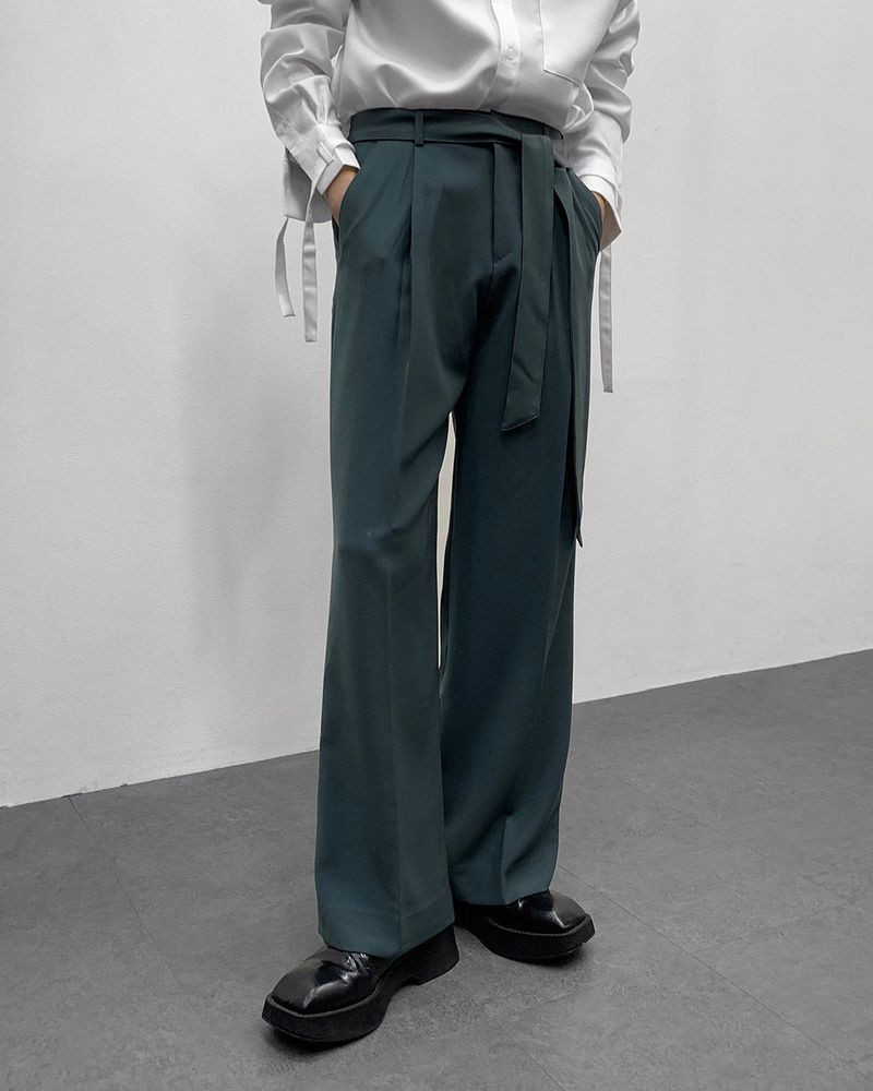 FL Belted Side Banding Wide Slacks (4 colors)