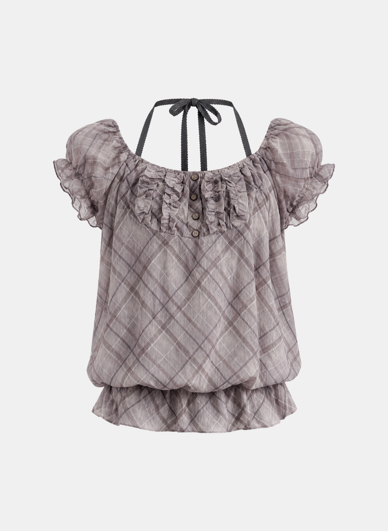 Rielle Plaid Halter Blouse