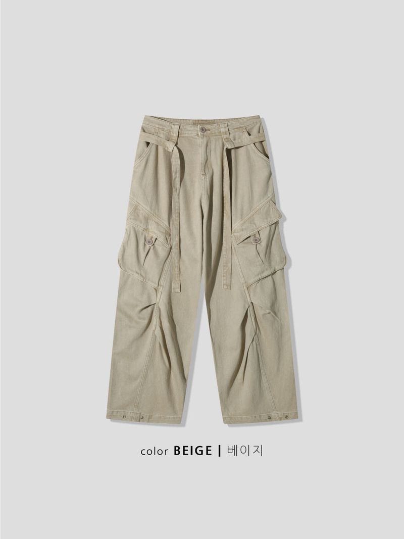 LMN Maison Belted Pintuck Cargo Pants (3 colors)