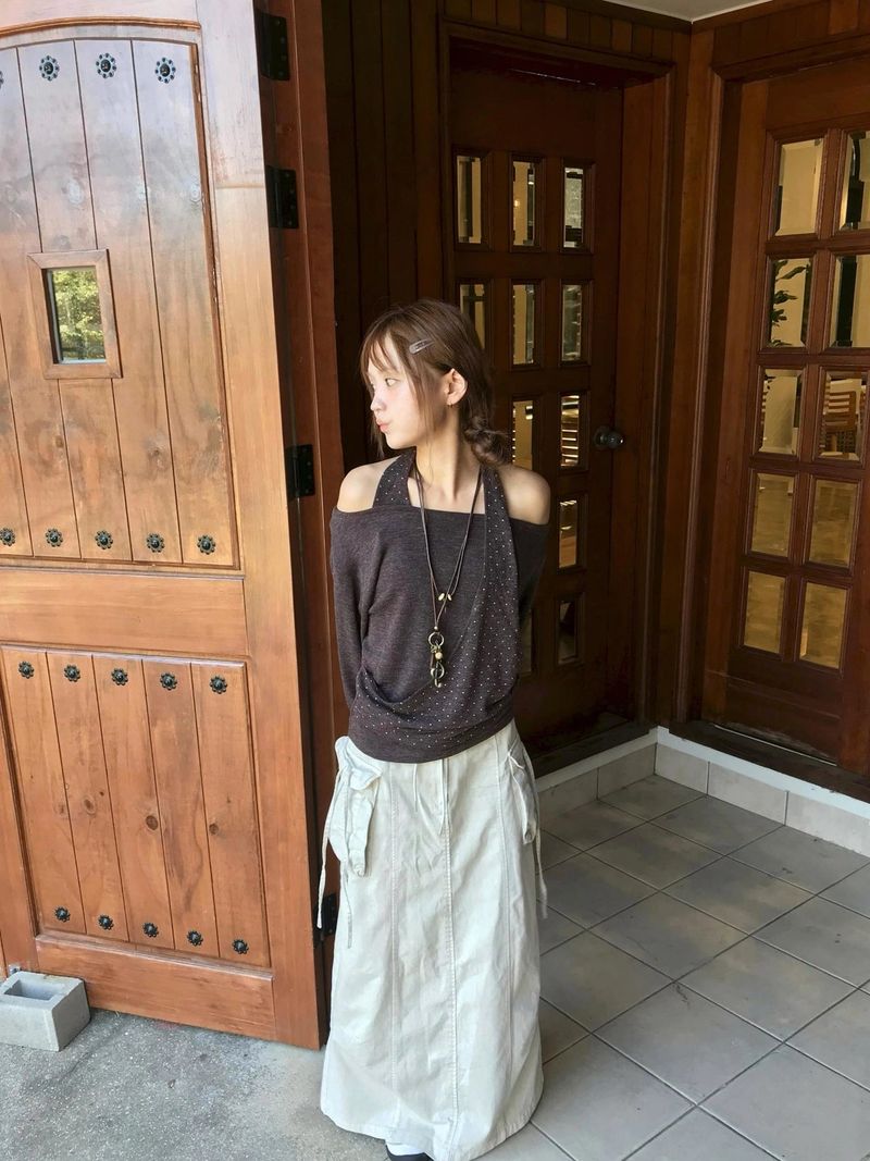 Lodi dot off-shoulder knit