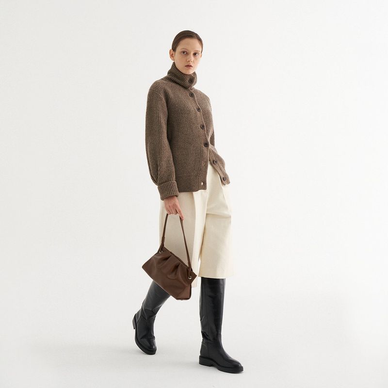 PLEATS SHOULDER BAG MINI_BROWN