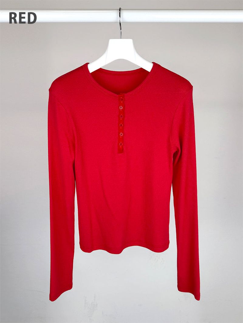 BUTTON RIBBED LONG SLEEVE (4C)